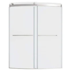 American Standard Ovation Curve 58-60 In. W X 72 In. H Sliding Frameless Barn Shower Door In Brushed Nickel