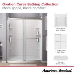 American Standard Ovation Curve 46-48 In. W X 72 In. H Sliding Frameless Barn Shower Door In Silver Shine -The Home Depot american standard alcove shower doors am00845400 213 1f 1000