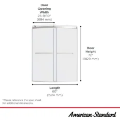 American Standard Ovation Curve 46-48 In. W X 72 In. H Sliding Frameless Barn Shower Door In Silver Shine -The Home Depot american standard alcove shower doors am00845400 213 44 1000
