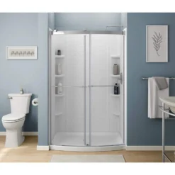 American Standard Ovation Curve 46-48 In. W X 72 In. H Sliding Frameless Barn Shower Door In Silver Shine -The Home Depot american standard alcove shower doors am00845400 213 c3 1000