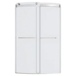 American Standard Ovation Curve 46-48 In. W X 72 In. H Sliding Frameless Barn Shower Door In Brushed Nickel