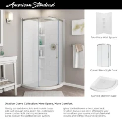 American Standard Ovation Curve 32 7/8 In. - 36 In. W X 72 In. H Sliding Frameless Curved Shower Door In Matte Black -The Home Depot american standard alcove shower doors am00846400 243 1d 1000