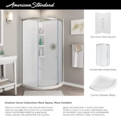 American Standard Ovation Curve 32 7/8 In. - 36 In. W X 72 In. H Sliding Frameless Curved Shower Door In Brushed Nickel -The Home Depot american standard alcove shower doors am00846400 295 a0 1000