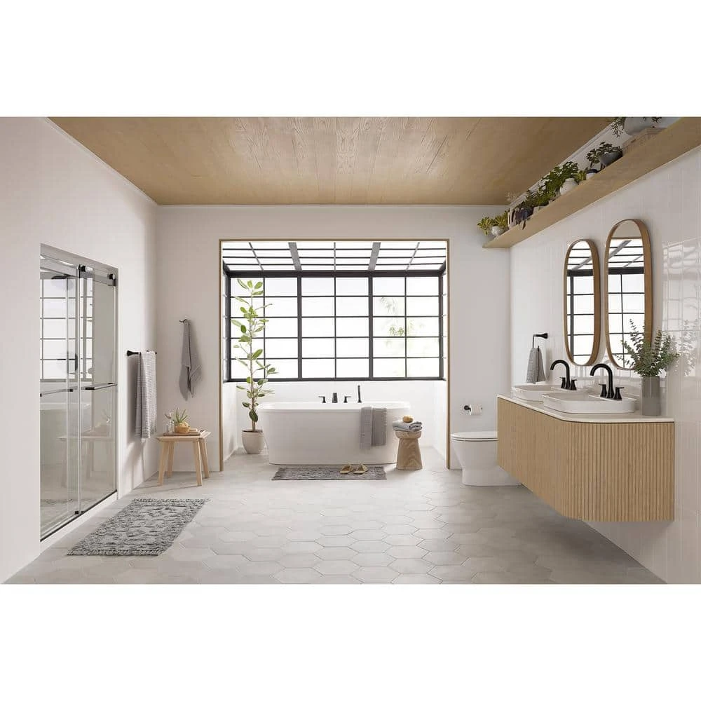 American Standard Aspirations 46 1/2 In. - 48 In. W X 72 In. H Sliding Frameless Shower Door In Matte Black Finish With Clear Glass 5 American Standard Aspirations 46 1/2 In. - 48 In. W X 72 In. H Sliding Frameless Shower Door In Matte Black Finish With Clear Glass - Image 5