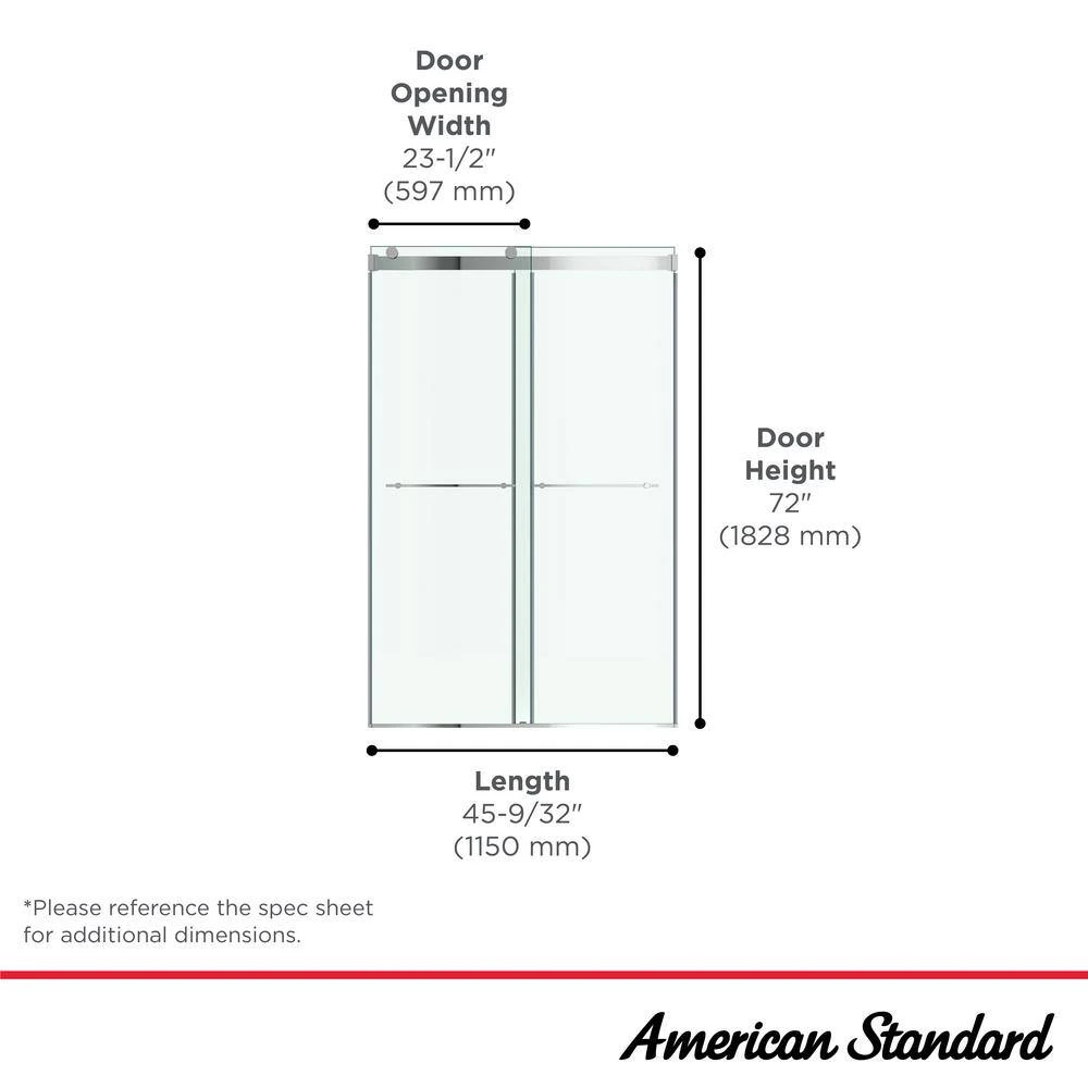 American Standard Aspirations 46 1/2 In. - 48 In. W X 72 In. H Sliding Frameless Shower Door In Matte Black Finish With Clear Glass 6 American Standard Aspirations 46 1/2 In. - 48 In. W X 72 In. H Sliding Frameless Shower Door In Matte Black Finish With Clear Glass - Image 6