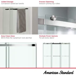 American Standard Aspirations 46 1/2 In. - 48 In. W X 72 In. H Sliding Frameless Shower Door In Brushed Nickel Finish With Clear Glass -The Home Depot american standard alcove shower doors am00855400 295 4f 1000