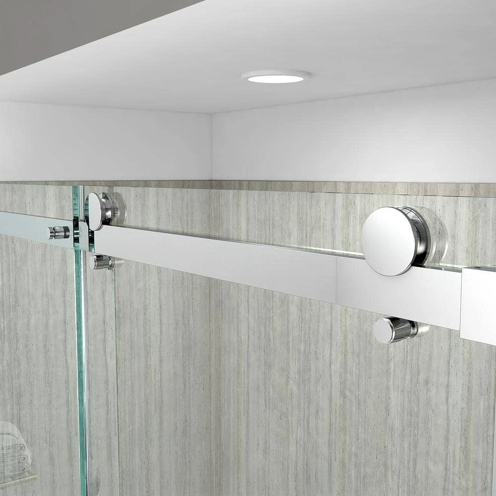 American Standard Passage 57 1/5 In. - 57 4/5 In. W X 72 In. H Sliding Frameless Shower Door In Silver With Clear Glass 3 American Standard Passage 57 1/5 In. - 57 4/5 In. W X 72 In. H Sliding Frameless Shower Door In Silver With Clear Glass - Image 3
