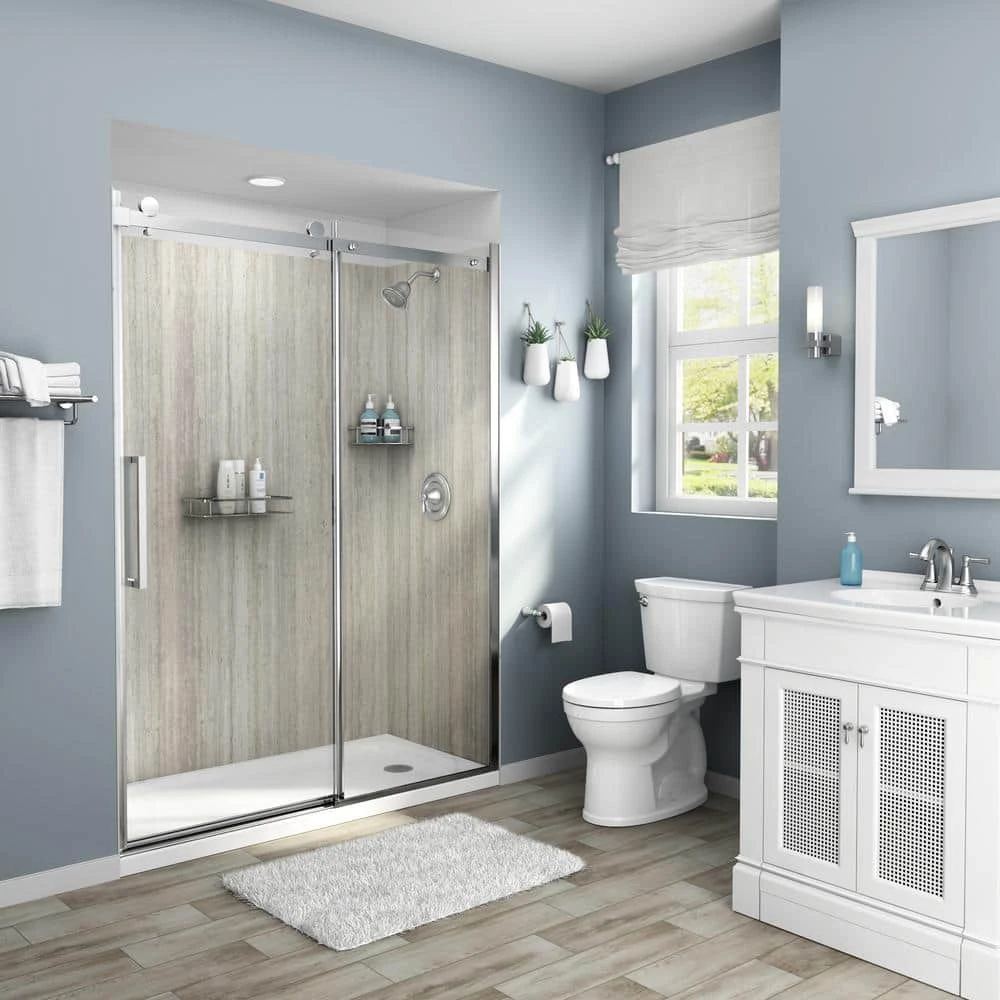 American Standard Passage 57 1/5 In. - 57 4/5 In. W X 72 In. H Sliding Frameless Shower Door In Silver With Clear Glass 5 American Standard Passage 57 1/5 In. - 57 4/5 In. W X 72 In. H Sliding Frameless Shower Door In Silver With Clear Glass - Image 5