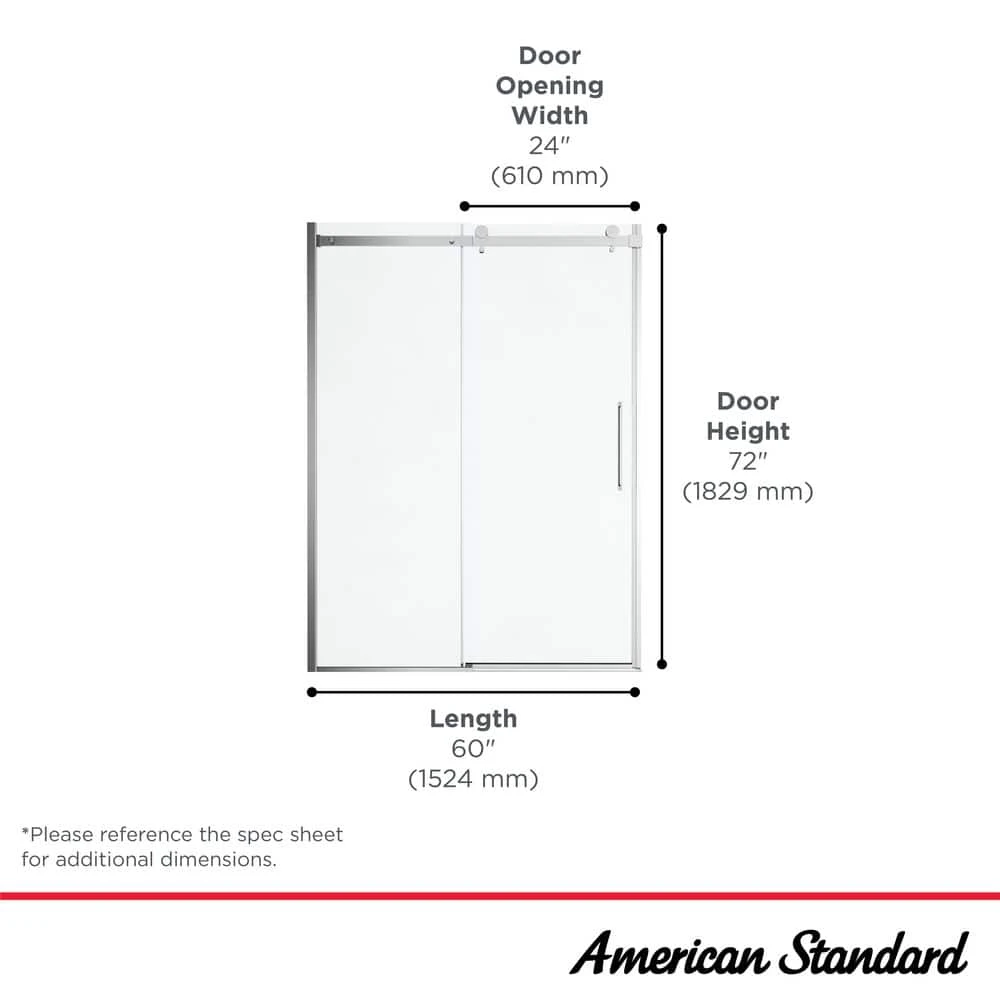 American Standard Passage 57 1/5 In. - 57 4/5 In. W X 72 In. H Sliding Frameless Shower Door In Silver With Clear Glass 9 American Standard Passage 57 1/5 In. - 57 4/5 In. W X 72 In. H Sliding Frameless Shower Door In Silver With Clear Glass - Image 9