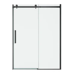 American Standard Passage 59 1/2 In. - 60 In. W X 72 In. H Sliding Semi-Frameless Shower Door In Matte Black With Clear Glass