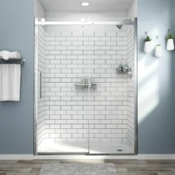 American Standard Passage 59 1/2 In. - 60 In. W X 72 In. H Sliding Semi-Frameless Shower Door In Brushed Nickel With Clear Glass -The Home Depot american standard alcove shower doors am801703400 295 c3 1000