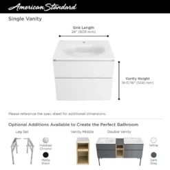 American Standard Studio S 24 In. Double Drawer Bath Vanity Cabinet Only In White -The Home Depot american standard bathroom vanities without tops 8725024 020 c3 1000
