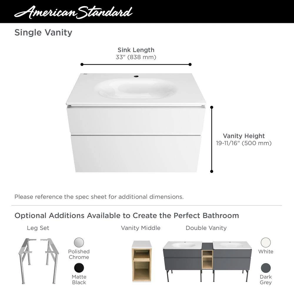 American Standard Studio S 33 In. Double Drawer Bath Vanity Cabinet Only In White 10 American Standard Studio S 33 In. Double Drawer Bath Vanity Cabinet Only In White - Image 10