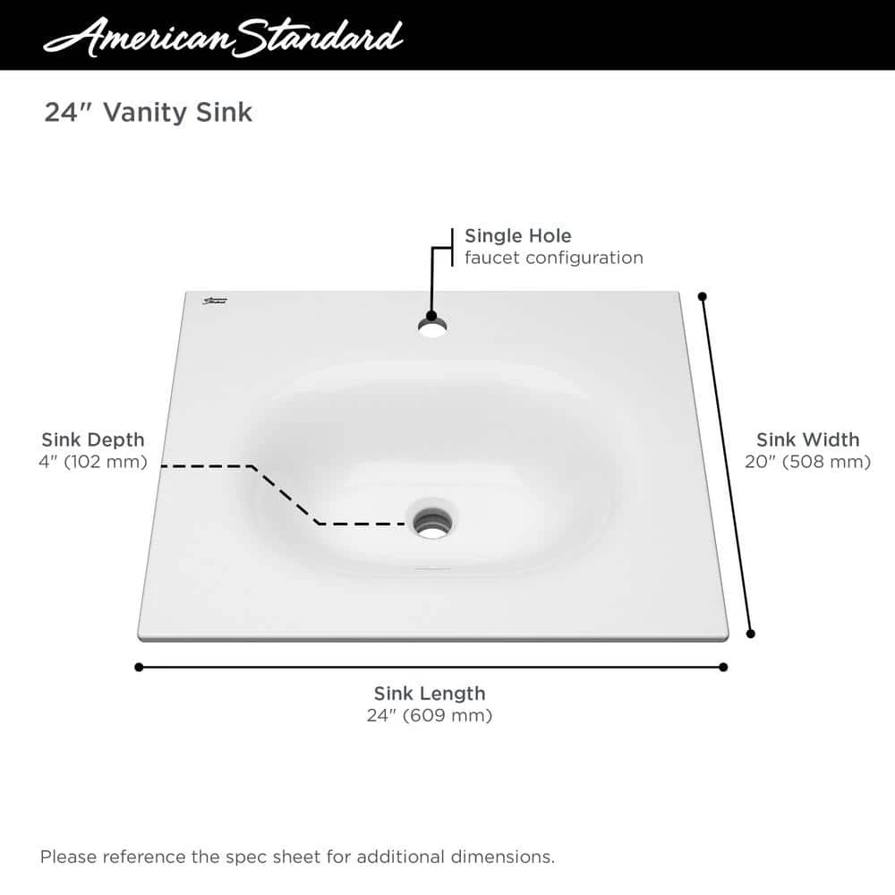 American Standard Studio S 24 In. Bathroom Vanity Sink Top With Single Faucet Hole In White 3 American Standard Studio S 24 In. Bathroom Vanity Sink Top With Single Faucet Hole In White - Image 3