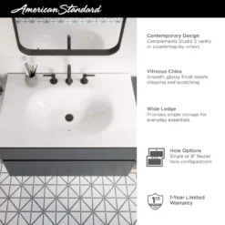American Standard Studio S 24 In. Bathroom Vanity Sink Top With 8 In. Faucet Holes In White -The Home Depot american standard bathroom vanity tops 1297008 020 1f 1000