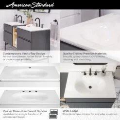 American Standard Studio S 24 In. Bathroom Vanity Sink Top With 8 In. Faucet Holes In White -The Home Depot american standard bathroom vanity tops 1297008 020 4f 1000
