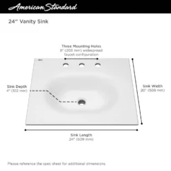 American Standard Studio S 24 In. Bathroom Vanity Sink Top With 8 In. Faucet Holes In White -The Home Depot american standard bathroom vanity tops 1297008 020 c3 1000