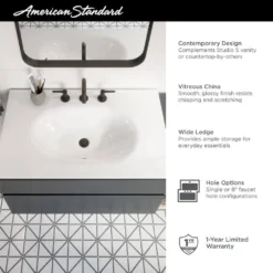 American Standard Studio S 33 In. Bathroom Vanity Sink Top With 8 In. Faucet Holes In White -The Home Depot american standard bathroom vanity tops 1298008 020 1f 1000