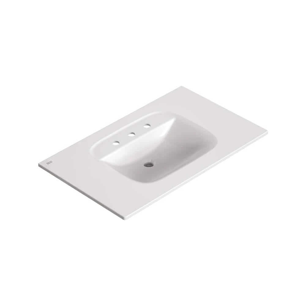 American Standard Aspirations 22 In. W. X 37 In. D Vitreous China Vanity Top With 8 In. Widespread Faucet Holes And Overflow In White 1 American Standard Aspirations 22 In. W. X 37 In. D Vitreous China Vanity Top With 8 In. Widespread Faucet Holes And Overflow In White