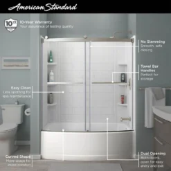 American Standard Ovation Curve 60 In. W X 60 In. H Sliding Frameless Tub Door In Brushed Nickel -The Home Depot american standard bathtub doors am00843400 295 1f 1000