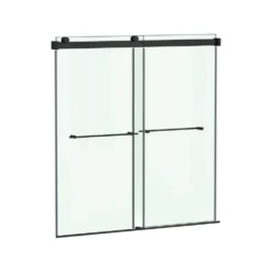 American Standard Aspirations 60 In. W X 60 In. H Sliding Frameless Bathtub Door In Matte Black Finish With Clear Glass