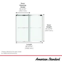 American Standard Aspirations 60 In. W X 60 In. H Sliding Frameless Bathtub Door In Brushed Nickel Finish With Clear Glass -The Home Depot american standard bathtub doors am00853400 295 44 1000
