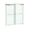 American Standard Aspirations 60 In. W X 60 In. H Sliding Frameless Bathtub Door In Brushed Nickel Finish With Clear Glass