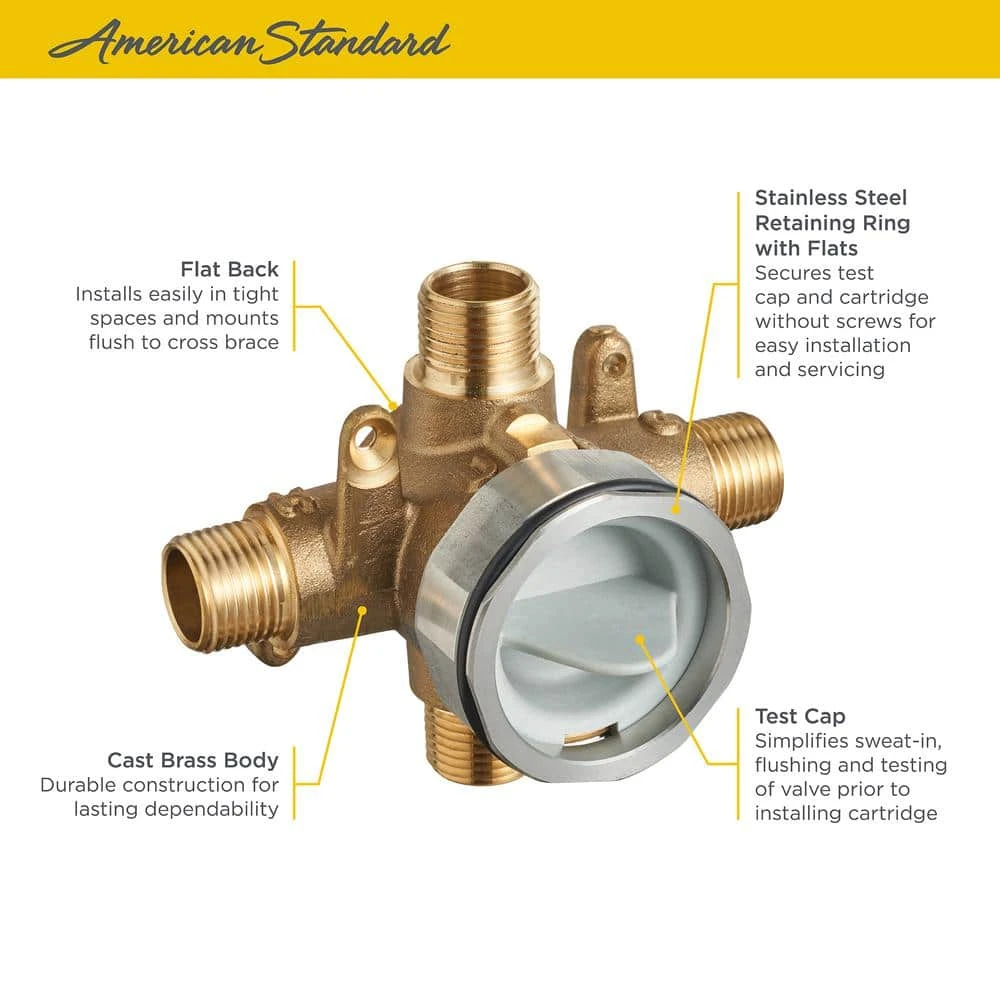 American Standard Flash Shower Rough-In Valve With Universal Inlets/Outlets 2 American Standard Flash Shower Rough-In Valve With Universal Inlets/Outlets - Image 2