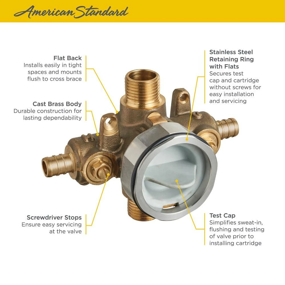 American Standard Flash Shower Rough-In Valve With PEX Inlets/Universal Outlets With Screwdriver Stops For Crimp Ring System 2 American Standard Flash Shower Rough-In Valve With PEX Inlets/Universal Outlets With Screwdriver Stops For Crimp Ring System - Image 2
