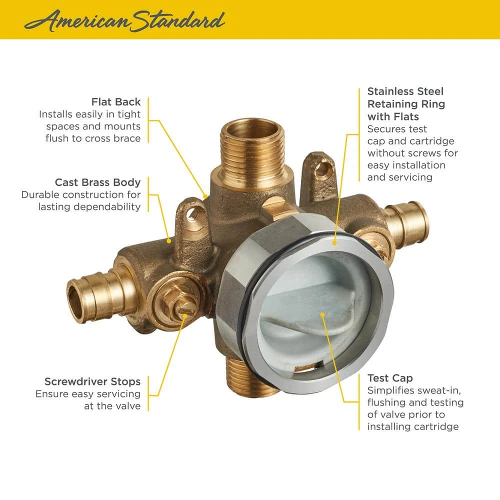 American Standard Flash Shower Rough-in Valve With PEX Inlets/Universal Outlets With Screwdriver Stops For Cold Expansion System 2 American Standard Flash Shower Rough-in Valve With PEX Inlets/Universal Outlets With Screwdriver Stops For Cold Expansion System - Image 2