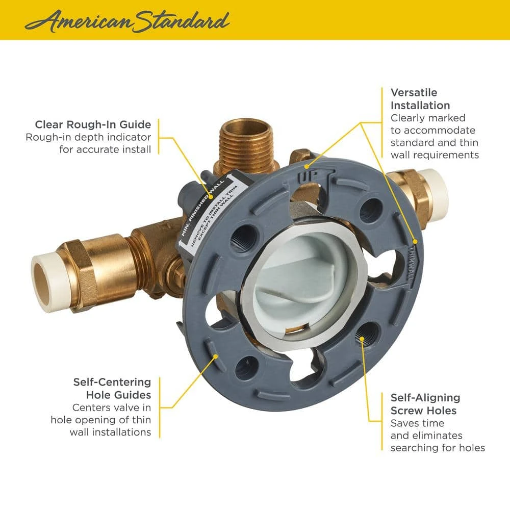 American Standard Flash Shower Rough-In Valve With CPVC Inlets/Universal Outlets With Screwdriver Stops 4 American Standard Flash Shower Rough-In Valve With CPVC Inlets/Universal Outlets With Screwdriver Stops - Image 4