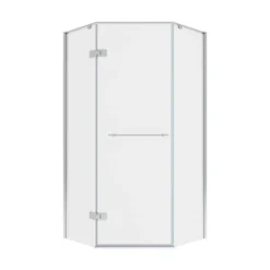 American Standard Ovation Curve 38 In. W X 72 In. H Neo Angle Fixed Semi-Frameless Corner Shower Enclosure In Silver Shine