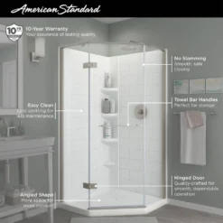 American Standard Ovation Curve 38 In. W X 72 In. H Neo Angle Fixed Semi-Frameless Corner Shower Enclosure In Silver Shine -The Home Depot american standard shower enclosures am00847400 213 c3 1000