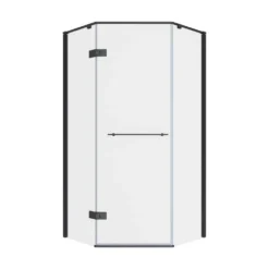 American Standard Ovation Curve 38 In. W X 72 In. H Neo Angle Fixed Semi-Frameless Corner Shower Enclosure In Matte Black