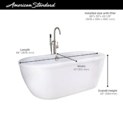 American Standard Cadet 66 In. X 32 In. Acrylic Flatbottom Freestanding Bathtub In Artic White With Polished Chrome Drain And Filler -The Home Depot arctic american standard freestanding tubs 2764014m202 011 1f 1000