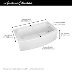 American Standard Ovation Curve 60 In. X 30 In. Soaking Bathtub With Right Hand Drain In Arctic White -The Home Depot arctic white american standard alcove bathtubs 2576112s 011 40 1000