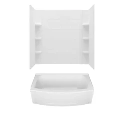 American Standard Ovation Curve 60 In. Left Hand Drain Rectangular Alcove Bathtub With Wall Surrounds In Artic White