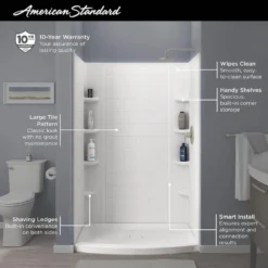 American Standard Ovation Curve 48 In. W X 72 In. H 3-Piece Glue Up Alcove Subway Tile Shower Walls In Arctic White -The Home Depot arctic white american standard alcove shower walls surrounds 2961swt48 011 66 1000