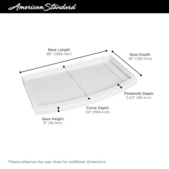 American Standard Ovation Curve 60 In. L X 30 In. W Alcove Shower Pan Base With Right Drain In Arctic White 12 American Standard Ovation Curve 60 In. L X 30 In. W Alcove Shower Pan Base With Right Drain In Arctic White -The Home Depot arctic white american standard shower pans b8014a st3r 011 66 1000