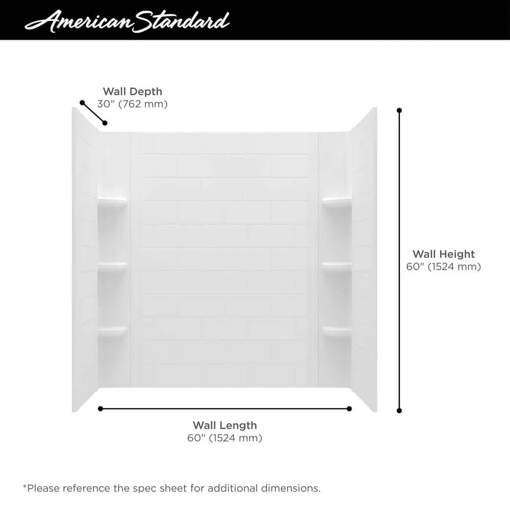 American Standard Ovation Curve 60 In. W X 60 In. H 3-Piece Glue Up Alcove Tub Surrounds In Arctic White 6 American Standard Ovation Curve 60 In. W X 60 In. H 3-Piece Glue Up Alcove Tub Surrounds In Arctic White - Image 6