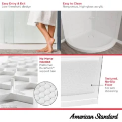 American Standard Ovation Curve 36 In. L X 36 In. W Corner Shower Pan Base With Center Drain In Arctic White -The Home Depot artic white american standard shower pans b8016a st3 011 c3 1000