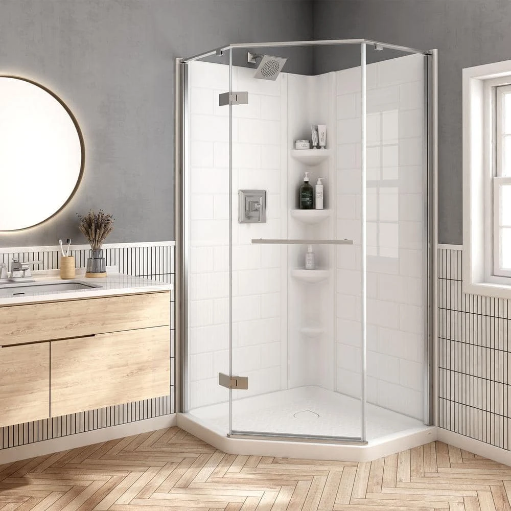 American Standard Ovation Curve 38 In. L X 38 In. W Corner Shower Pan Base With Center Drain In Arctic White 6 American Standard Ovation Curve 38 In. L X 38 In. W Corner Shower Pan Base With Center Drain In Arctic White - Image 6