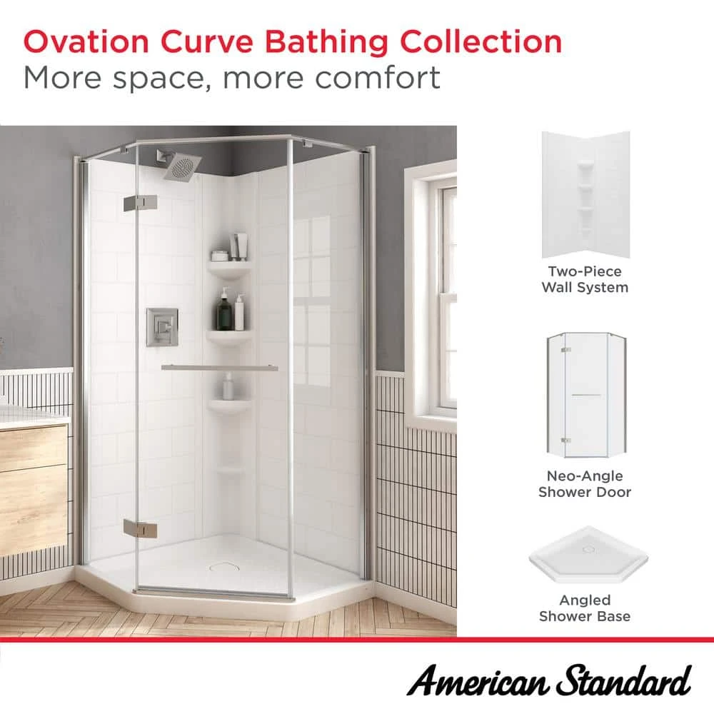 American Standard Ovation Curve 38 In. L X 38 In. W Corner Shower Pan Base With Center Drain In Arctic White 8 American Standard Ovation Curve 38 In. L X 38 In. W Corner Shower Pan Base With Center Drain In Arctic White - Image 8