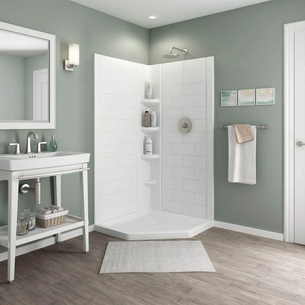 American Standard Ovation Curve 38 In. L X 38 In. W Corner Shower Pan Base With Center Drain In Arctic White 2 American Standard Ovation Curve 38 In. L X 38 In. W Corner Shower Pan Base With Center Drain In Arctic White - Image 2