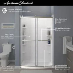 American Standard Ovation Curve 48 In. L X 30 In. W X 72 In. H Center Drain Alcove Shower Stall Kit In Matte Black -The Home Depot artic white american standard shower stalls kits 80152961sw48 243 44 1000