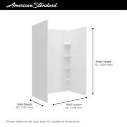 American Standard Ovation Curve 48 In. L X 30 In. W X 72 In. H Center Drain Alcove Shower Stall Kit In Matte Black -The Home Depot artic white american standard shower stalls kits 80152961sw48 243 fa 1000