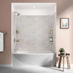 American Standard Ovation 32 In. X 60 In. X 59 In. 5-Piece Glue-Up Alcove Bath Wall Set In Beige Parchment