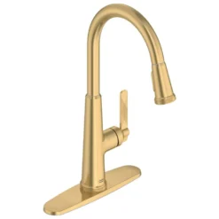 American Standard Eastcourt Single Handle Pull Down Sprayer Kitchen Faucet With Dual Spray In Brushed Cool Sunrise
