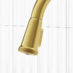 American Standard Eastcourt Single Handle Pull Down Sprayer Kitchen Faucet With Dual Spray In Brushed Cool Sunrise -The Home Depot brushed cool sunrise american standard pull down kitchen faucets 105773gn00 fa 1000