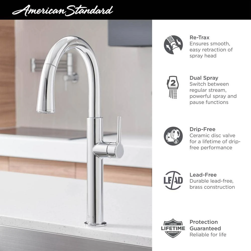 American Standard Studio S Single Handle Pull-Down Sprayer Kitchen Faucet With Dual Spray In Brushed Cool Sunrise 3 American Standard Studio S Single Handle Pull-Down Sprayer Kitchen Faucet With Dual Spray In Brushed Cool Sunrise - Image 3
